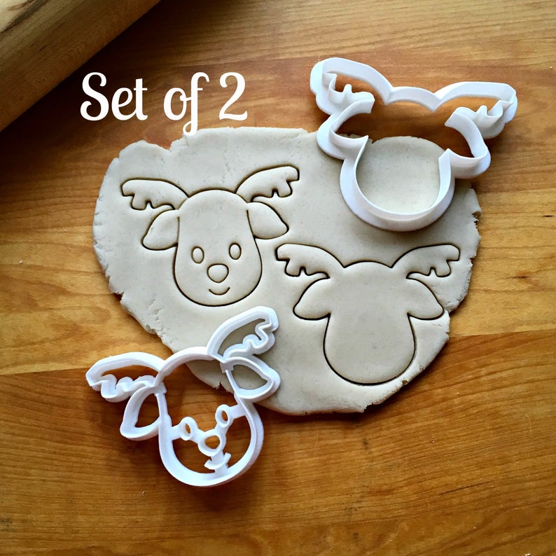 Set of 2 Reindeer Cookie Cutters/Dishwasher Safe