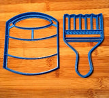 Paint Can and Paint Brush Set of Two Cookie Cutters in Multiple Sizes