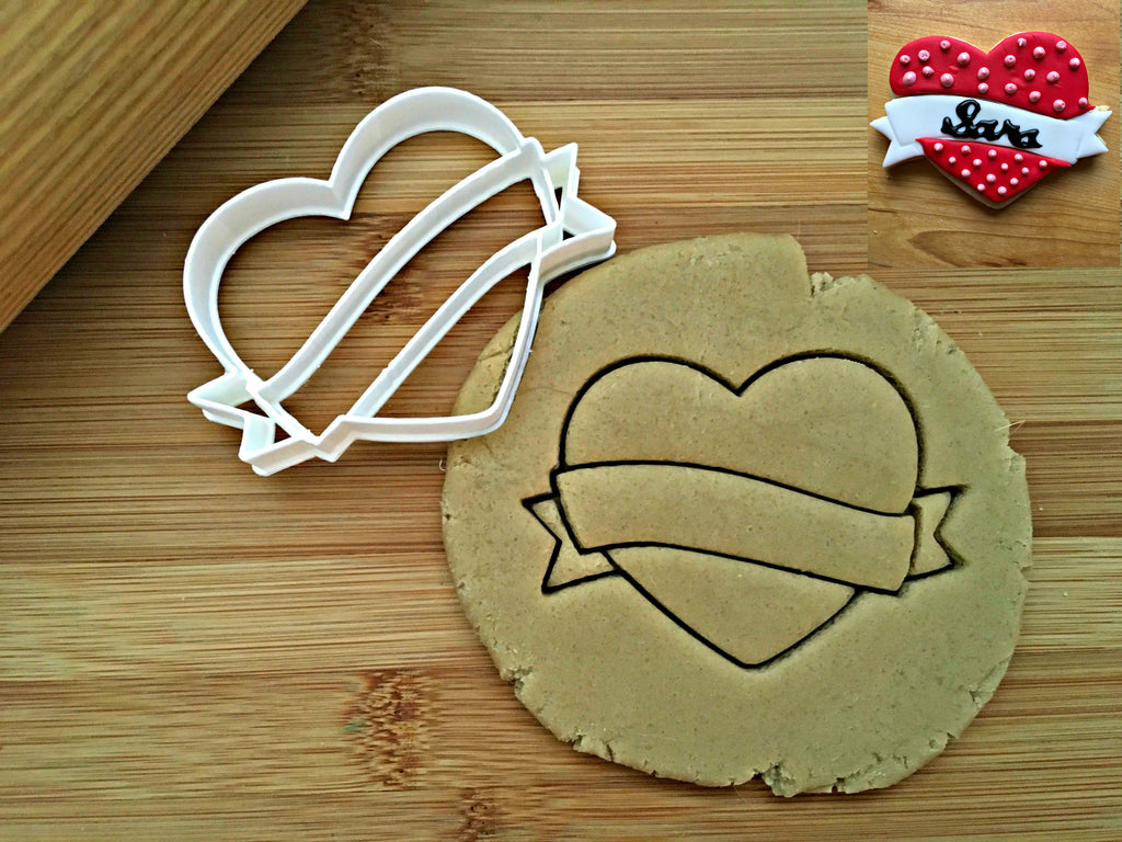 Heart with Banner Cookie Cutter/Dishwasher Safe