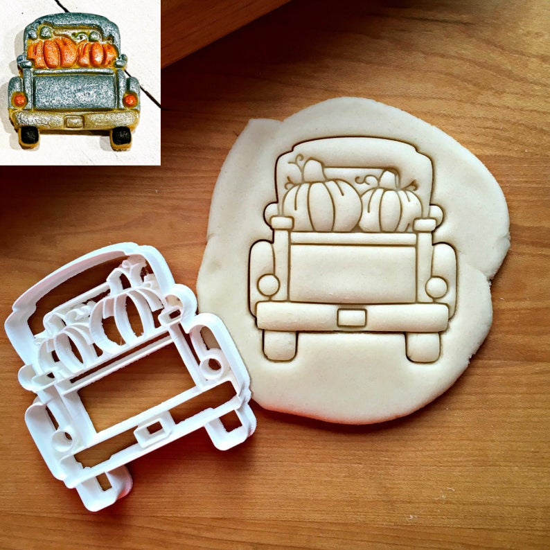 Pumpkin Pickup Truck with Tailgate Cookie Cutter/Dishwasher Safe