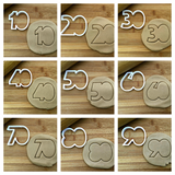 Set of 9 Number Cookie Cutters 10-90/Creates a cut out of the centers/Dishwasher Safe *New Sizes*