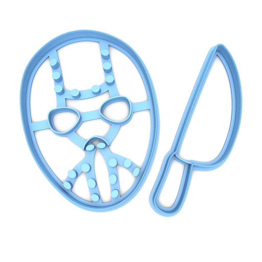 Set of 2 Hockey Mask and Knife Cookie Cutters/Dishwasher Safe
