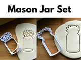 Set of 2 Mason Jar with Flowers Cookie Cutter/Dishwasher Safe