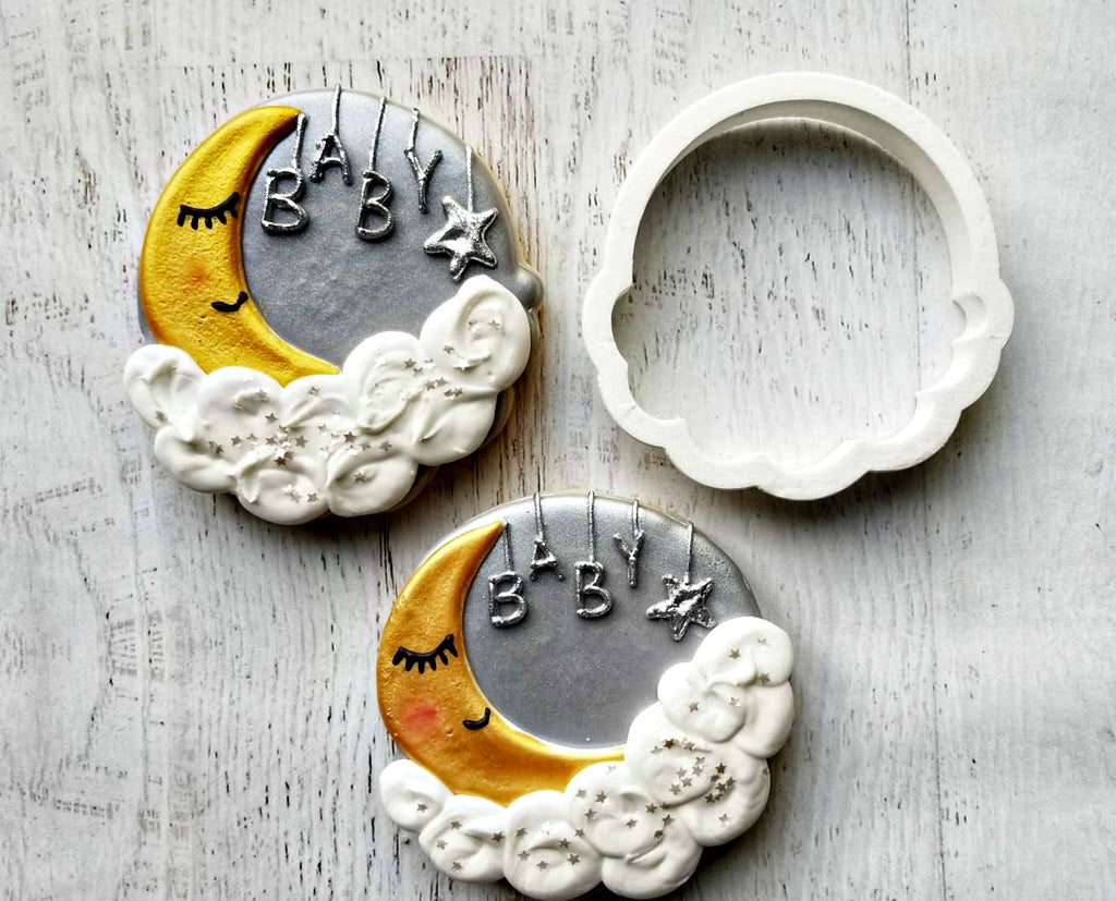 Moon, Cloud and Stars/Floral Circle Cookie Cutter/Dishwasher Safe