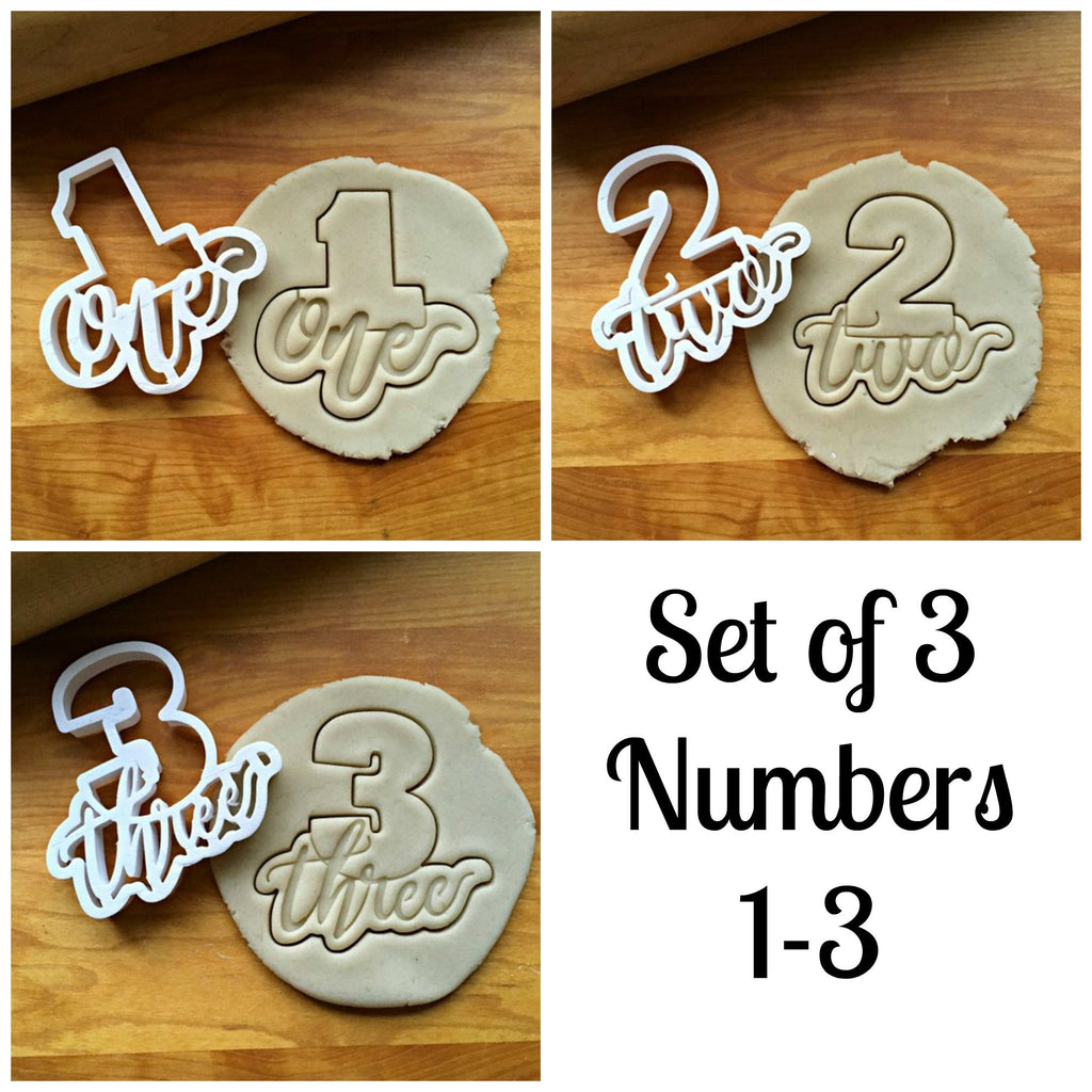 Set of 3 Lettered Number 1-3 Cookie Cutters/Dishwasher Safe